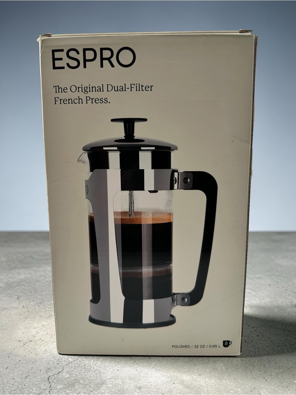 ESPRO P5 French Press Coffee Maker 32oz Polished Steel Complete Williams Sonoma